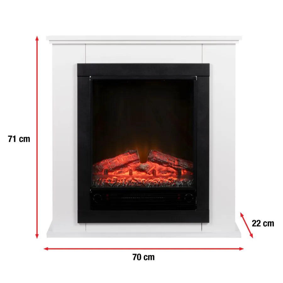 Lugano Elektrische Sfeerhaard Wit/Zwart - 1800W - LED Vuureffect - Vrijstaand