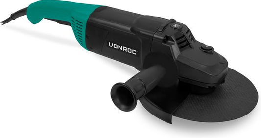 VONROC PRO Haakse Slijper - 2600W – Ø230mm – soft start - voor steen, beton en staal - incl. zijhandgreep - 3 meter kabel