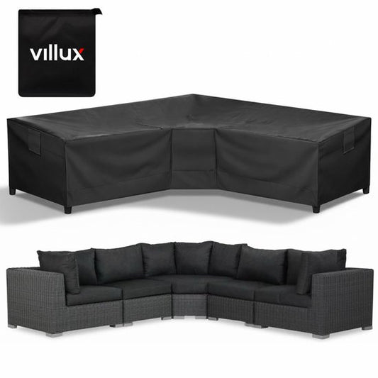 Villux Beschermhoes Tuinbank - Beschermhoes Tuinmeubelen - Hoes Tuinmeubelen - Hoes Tuinset - Loungeset - Waterdicht - Hoes Loungeset - 420D - 300/98 x 300/98 x 70cm