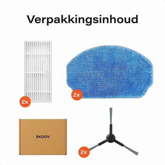 Ecopulse onderdelen - 2x Mop - 2x Borstel - 2x Filters - Robotstofzuiger - Skoov
