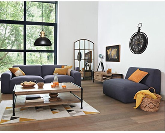 Atmosphera - Industriële Lamp - Metaal - Hout - Zwart - 68 cm