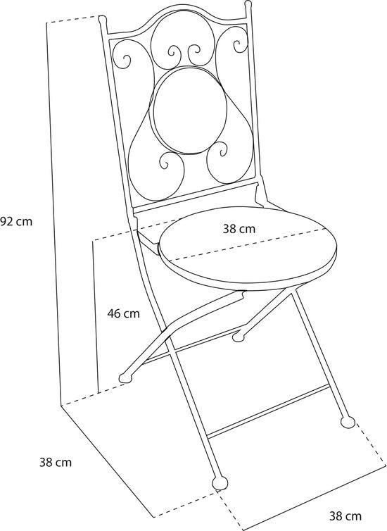 AXI Amélie Bistro Stoelen – Inklapbaar – Zwart/wit – Metalen inklapbare tuinstoelen – Hoge rugleuning – Set van 2 stuks – Mozaïeklook – Ingelegd met keramische tegels – 150 kg draagkracht – Tuin, terras of balkon