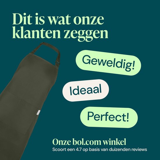 Castagnola keukenschort - Water- en vuilafstotend - Professioneel Kookschort - Schort voor Dames en Heren - Horeca Sloof - Unisex - Verstelbare Gesp - Extra Grote Vakken - Groen