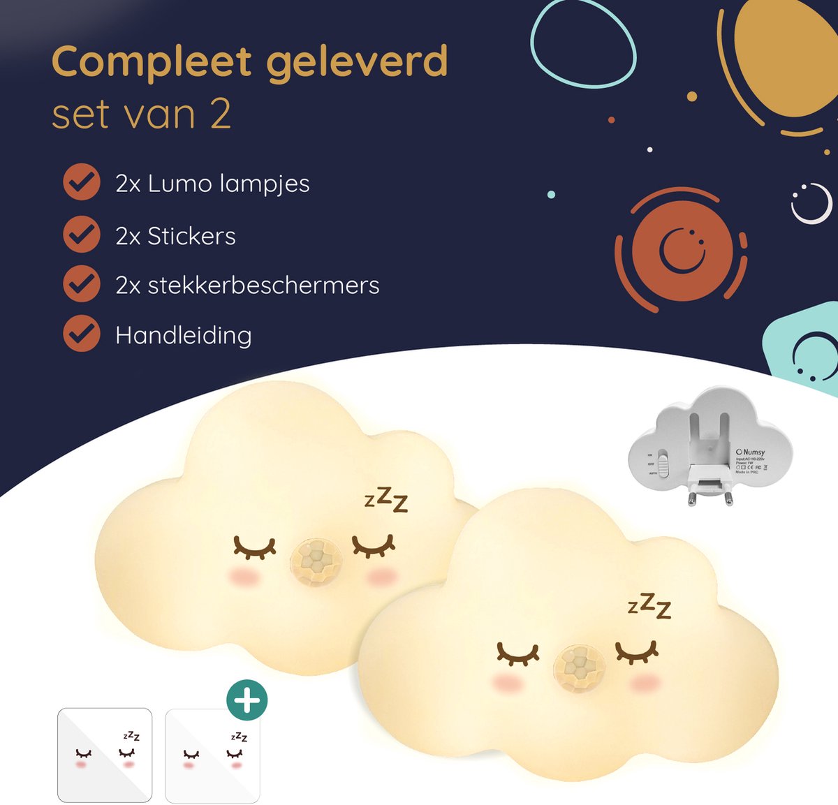 Numsy Lumo Babykamer Nachtlampje - Bewegingssensor - 4 Helderheidsstanden