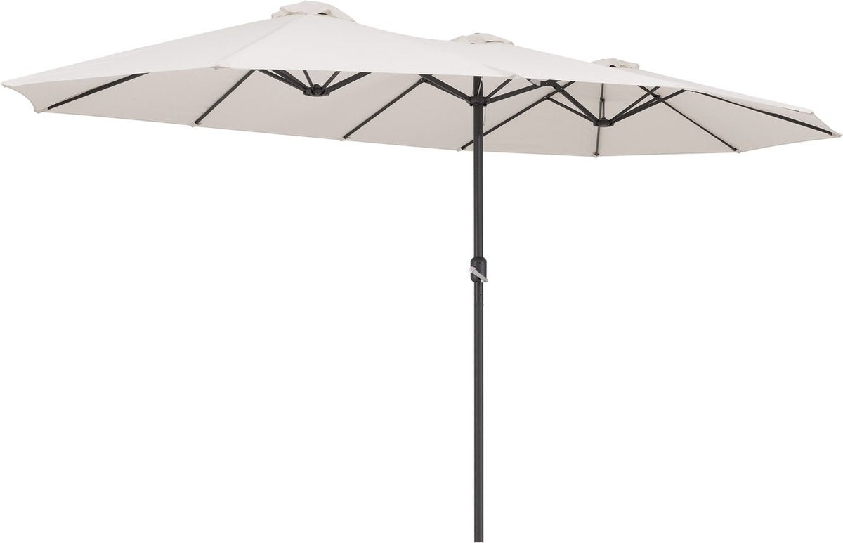 Kingsleeve Dubbele Parasol XXL – Voorzien Van UV Bescherming 80 Plus En Drie Windopeningen En Kleurgecoördineerde Beschermhoes – Voor Tuin En Terras – Crème Polyester En Gepoedercoat Staal – 460 x 270 x 240 cm