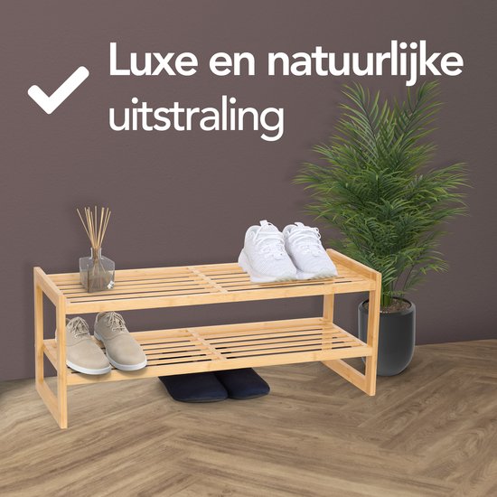 Brixy Schoenenrek - 2 Lagen - Bamboe Schoenenrek - Schoenenkast - Voor 9 Paar Schoenen - Hout