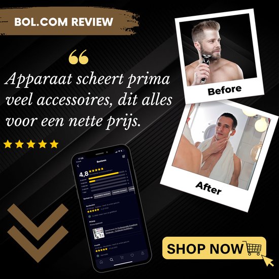 5-in-1 Elektrisch Scheerapparaat Mannen met Trimmer S1110 - Nat & Droog – Baardtrimmer - Tondeuse - Neustrimmer - 5 Opzetstukken - Electric Shaver - Waterproof