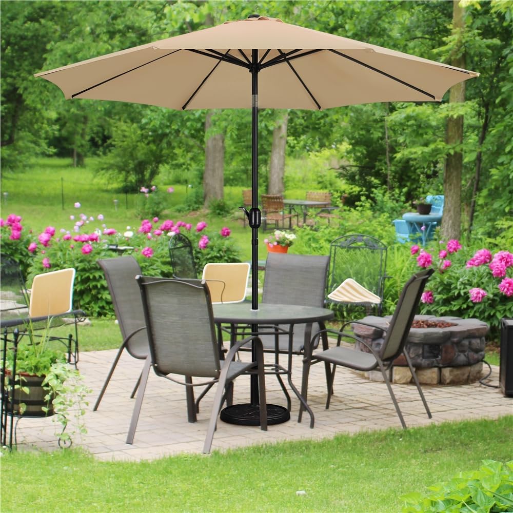 Tuinparasol 300 cm met 8 Baleinen, Zwengel en Ventilatieopening Kaki