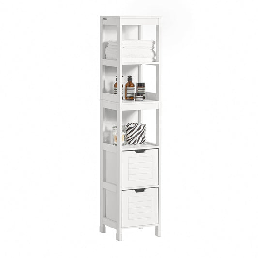 SoBuy Hoge Badkamerkast  Met Voetkussen  - 2 Lades - Wir - 30x30x144cm