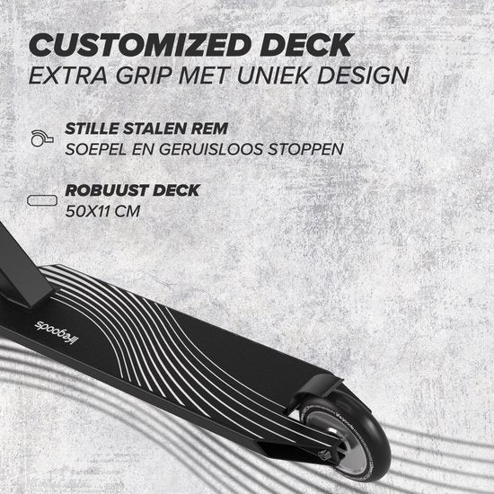 LifeGoods Stuntstep Pro X - T-Stang - HIC - Jongens/Meisjes - 110mm - 100KG - Zwart