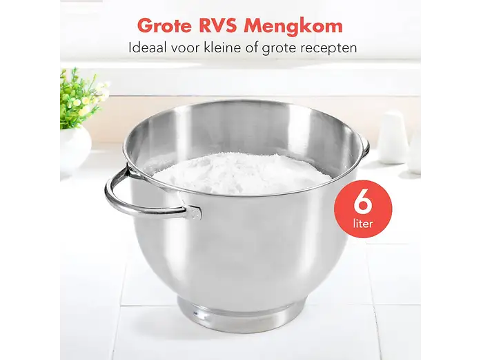 KitchenBrothers KB694 Keukenmachine 6,2L - 2000W - 6 Snelheden/Pulse - Zwart