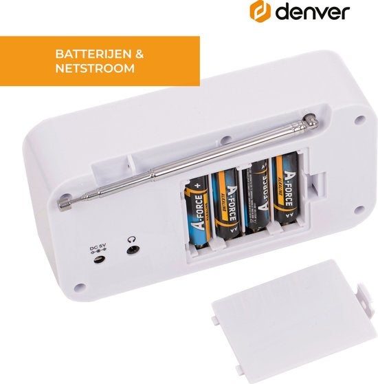Denver DAB Radio - Keukenradio - FM Radio - Draagbare Radio - Batterijen & Netstroom - DAB42 - Wit