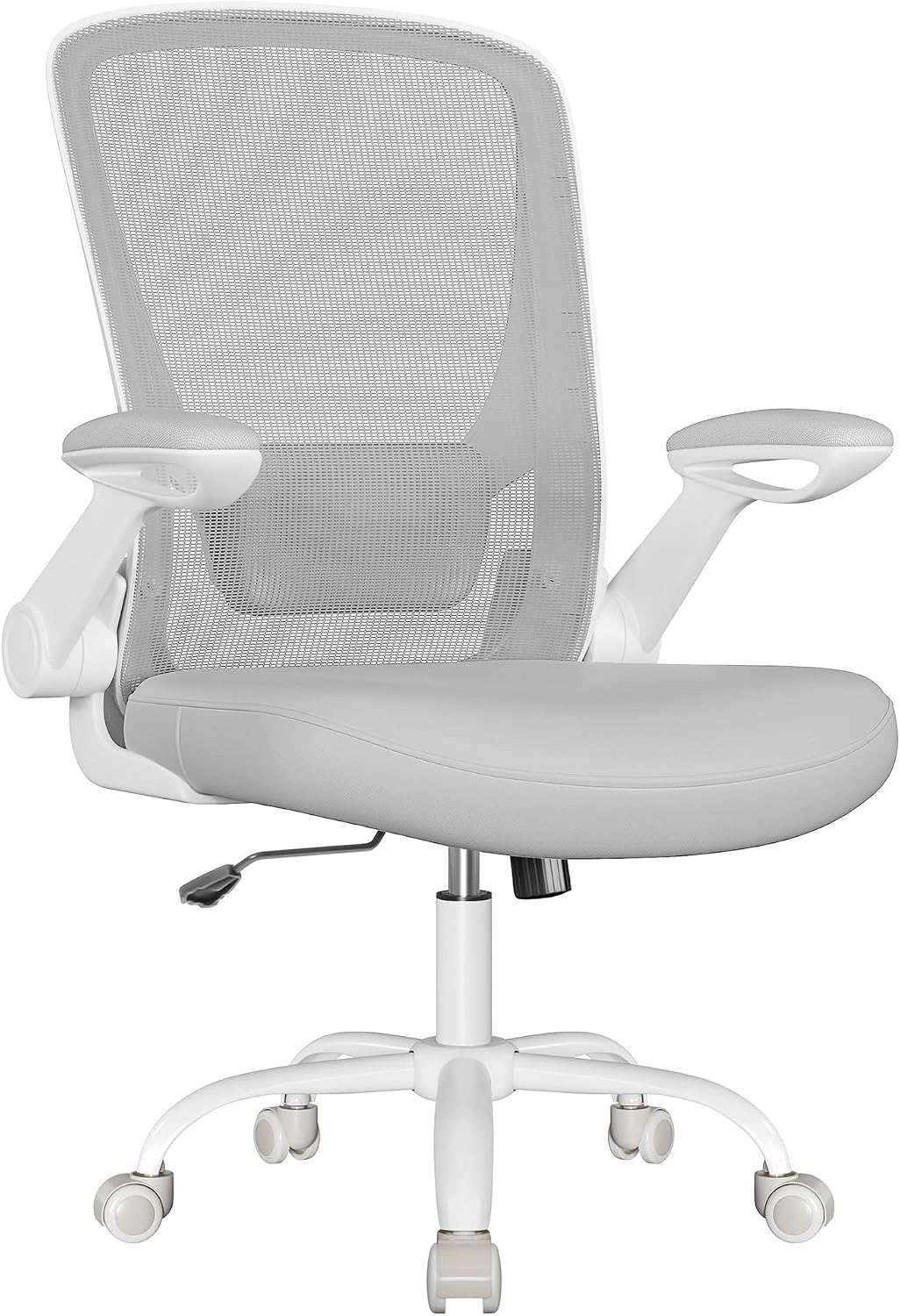 Songmics KIME ergonomische bureaustoel - Lichtgrijs - 64 x 64 x (99–107) cm