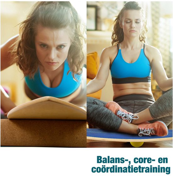 DH FitLife Houten Balance Board met Rocker Vorm – Balansbord voor Kinderen & Volwassenen – Indoor Fitness & Core Training, Blauw