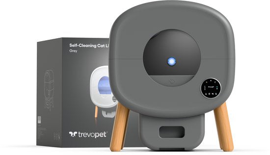 TrevoPet® Neo - Automatische Kattenbak met App - Zelfreinigende & Veiligheidssensoren - 13L Afvalbak - Incl. Kattenbakmat, 60 Zakjes & Accessoires - Grijs