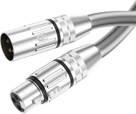 Drivv. Premium XLR Kabel - Microfoon kabel - Mannelijk naar Vrouwelijk 3 pin - 3 Meter - Zilver