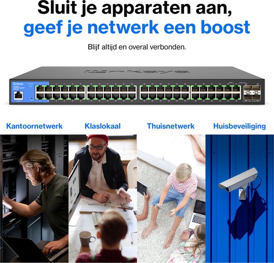Linksys LGS352C - Netwerkswitch - Beheerd - 48 Poorten - 10G SFP+ Poorten - Zwart