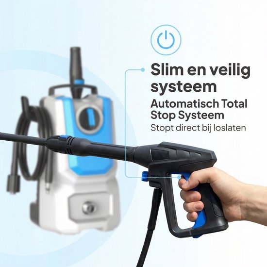 Lugia Jet+ Hogedrukreiniger 1300W – 90 Bar – Compact & Krachtig – Inclusief Spuitpistool en Zeepfles – Voor Auto, Terras en Tuin