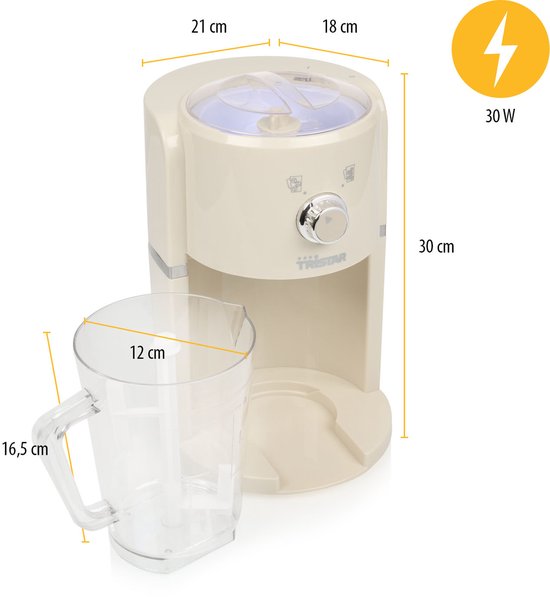 Tristar KD-7310 - Ijscrusher Slushy maker - 30W - 1,1 Liter - Creme wit