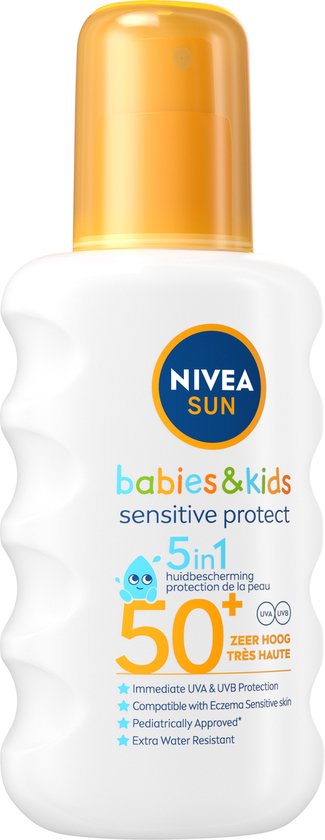 NIVEA SUN Babies & Kids Sensitive UV-Zonnebrand Spray - Baby en Kind - SPF 50 - Zonnespray - Zonbescherming - 200ml