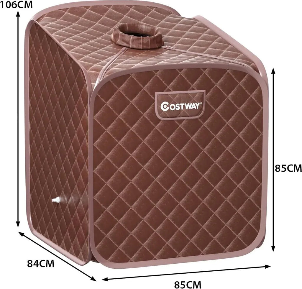 Coast Mini Stoomsauna 2 Liter - Opvouwbare Thuissauna met Afstandsbediening, Timer, 9 Temperatuurstanden en Stoel - Bruin