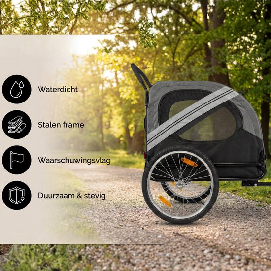 Outbee Hondenfietskar - Fietskar hond - Hondenfietskar opvouwbaar - Hondenkar - 2-in-1 Honden fietskar - Hondenbuggy - Max 35kg