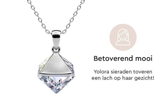 Yolora Dames Ketting met Hanger en Kalpa Camaka Kristal - Zilver kleurig - 18K Witgoud Verguld - Cadeauverpakking
