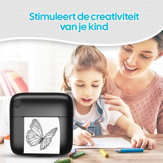 Gatson Mini Printer - Inclusief 14 Rollen Papier (Sticker, Normaal & Kleur) + 5 pennen - Mini Printer voor Mobiel - Pocket Printer - Mobiele Fotoprinter