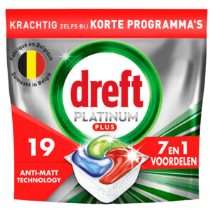 Dreft Vaatwastabletten - Platinum Plus - All In One - 19 Stuks