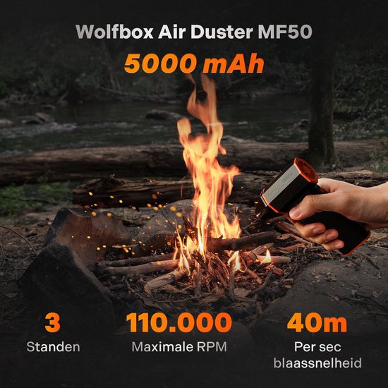 Wolfbox MF50 Elektrische Stofblazer - 8,6 x 13 cm - 110.000 tpm - 3 Snelheden