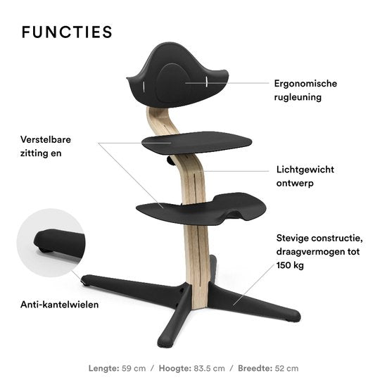 Stokke® Nomi® Kinderstoel - Beuken Natuurlijk - Zwart