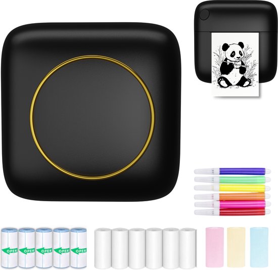 Gatson Mini Printer - Inclusief 14 Rollen Papier (Sticker, Normaal & Kleur) + 5 pennen - Mini Printer voor Mobiel - Pocket Printer - Mobiele Fotoprinter