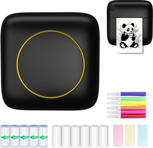 Gatson Mini Printer - Inclusief 14 Rollen Papier (Sticker, Normaal & Kleur) + 5 pennen - Mini Printer voor Mobiel - Pocket Printer - Mobiele Fotoprinter