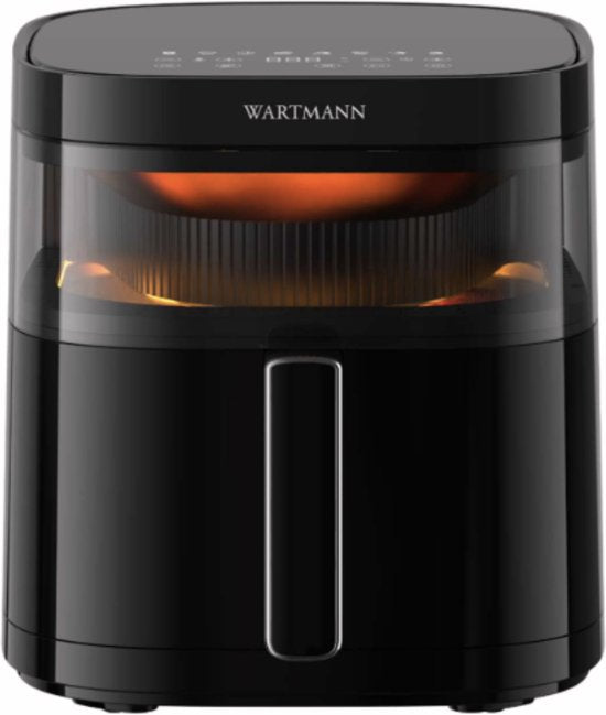 Wartmann Airfryer - PFAS-vrije Heteluchtfriteuse Met Kijkvenster - Nieuw Model - 5.7 Liter - 10 Programma's - 1700 Watt - Zwart