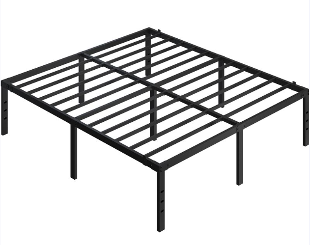 Yaheetech Metalen Tweepersoonsbed - Zwart - 201 x 181 x 41,5 cm - Matras 180 x 200 cm, Met Lattenbodem