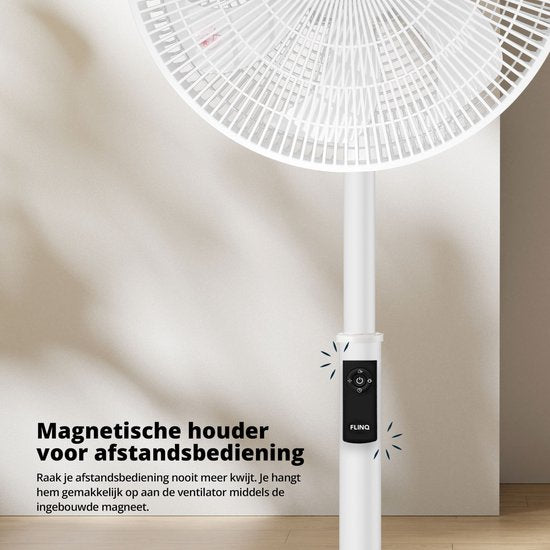 FlinQ Statiefventilator -  Stil  met 90° Draaibeweging - Bedienen met App of Afstandsbediening - Wit