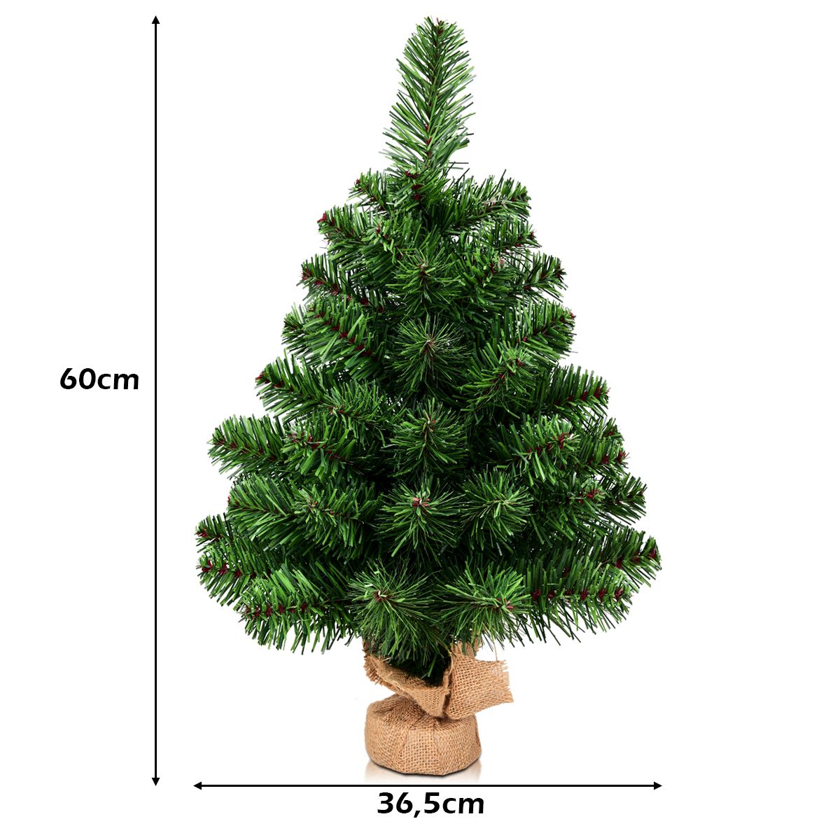 coast kunstkerstboom dennentak pvc - 60 cm - groen - cementvoet - volle levensechte takken