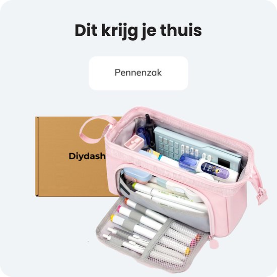 Diydash Etui XL - Pennenzak - Pennenetui - Schooletui - Grote Etui - Schoolspullen - Trousse Scolaire - Voor meisjes, jongens en volwassenen - Roze