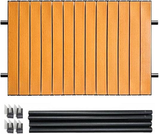 Aldorr Opvouwbare Buitentafel Tuinwagen Tafelblad 75 x 55 cm – Draagbaar – Compact – Houtkleur