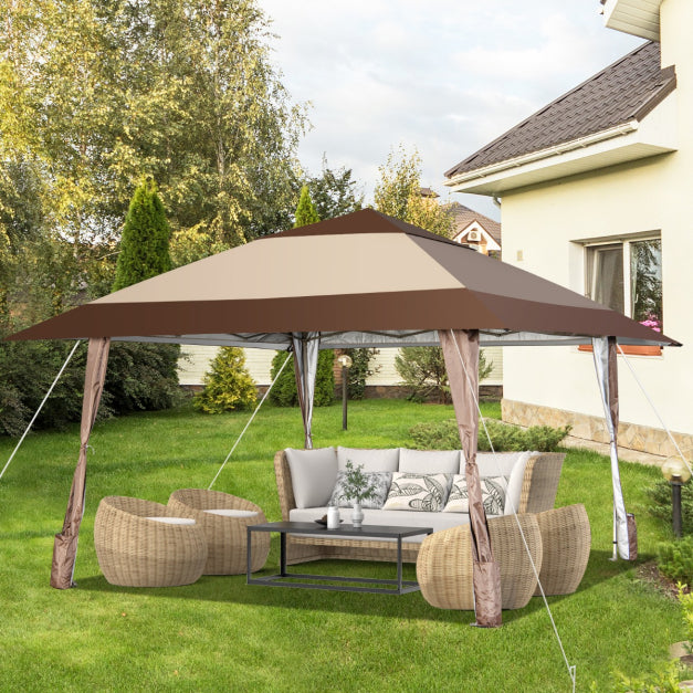 Coast Paviljoen – Weerbestendig Dak & Zijwanden– 400 x 400 x 285 cm – Beige/Bruin