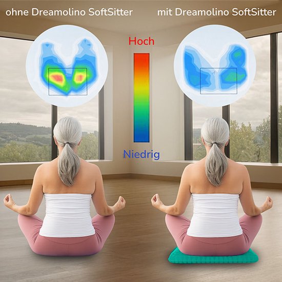 Dreamolino Soft Sitter Zitkussen - 2 Stuks – Comfortabel Gel‑Kussen met Ademend Honingraat‑Design – Drukverdelend & Atmend – Voor Stoel, Auto, Bureaustoel & Outdoor – 42×37×3,5 cm