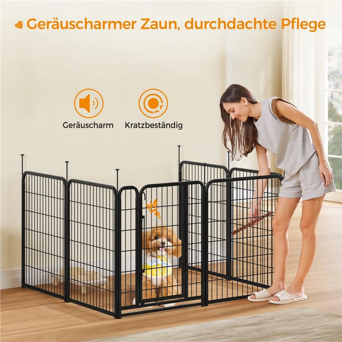 Yaheetech Veilig en Flexibel Hondenren met 6 Elementen 80 cm – Strak Zwart – Metaal
