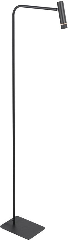 Vloerlamp Steinhauer Volari 4710ZW Zwarte kunststof en metalen lamp 120cm hoog, dim-to-warm LED met draaibare en kantelbare kop voor binnengebruik