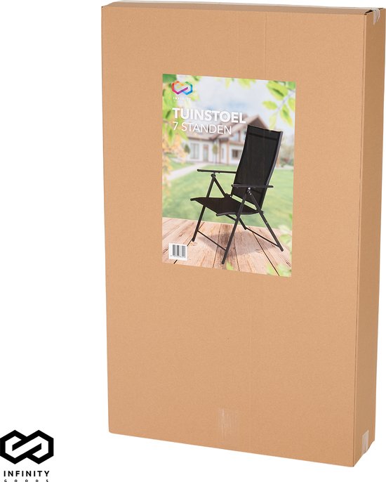 Infinity Goods Tuinstoel - 2 Stuks - 7 Verstelbare Standen - Inklapbaar - Tuin of Balkon - Weerbestendig - Textileen - Zwart