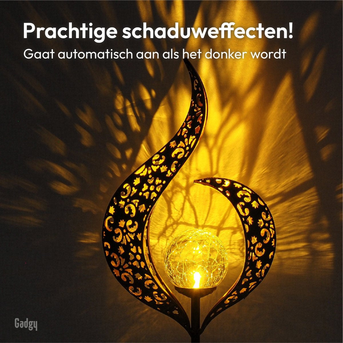 Gadgy Solar Flame Lamp met Grondspies – Solar Tuinverlichting set 2 st. - Tuinverlichting op Zonneenergie Buiten – Led Buitenverlichting met Sensor - Tuinlantaarn - Tuinfakkel - Tuinsteker - Brons kleurig Metaal