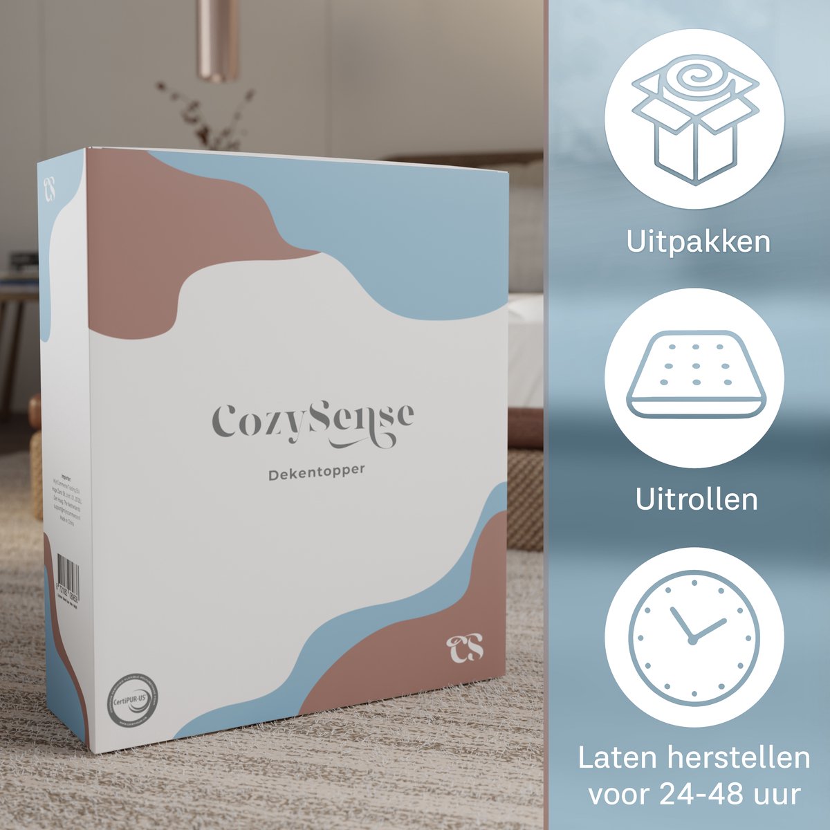 Cozysense Topper 120x200 - Traagschuim Topmatras met Gel-Infused Eierdoos - 3 cm - Wit