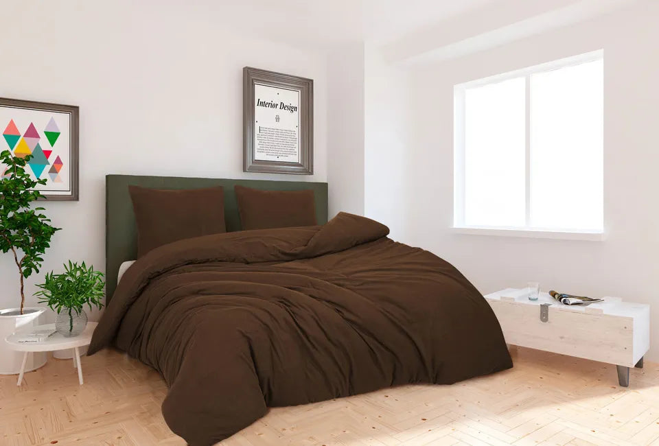 DoubleDry Soft Collection Dekbedovertrekset Lits-jumeaux 240 x 200 cm - Flanel Katoen - Bruin