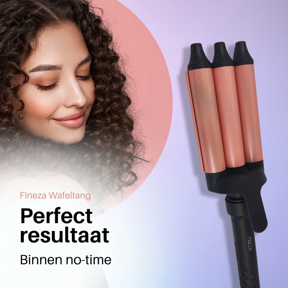 Fineza Wafeltang Haar - Krultang - Rosé Goud - Sint & Kerst Cadeau