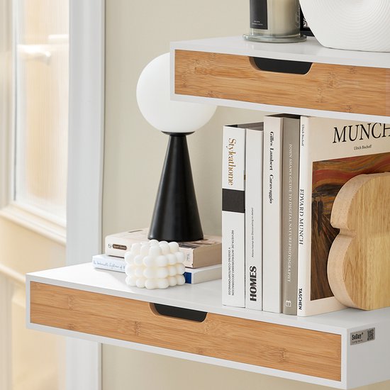 SoBuy Wandregal-Set - Ladekast - Wit - 1 Lade - 1 Plank - 24x40x8 cm | FRG92-WNX2