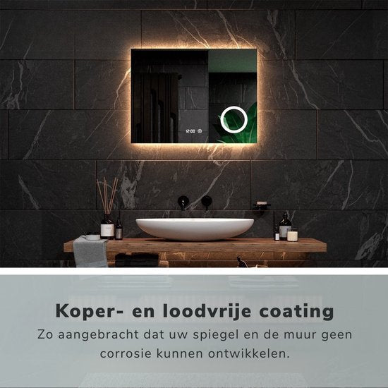 Mirlux Badkamerspiegel met LED Verlichting & Verwarming – Rechthoekige Wandspiegel – Anti Condens Douchespiegel - 120x80CM